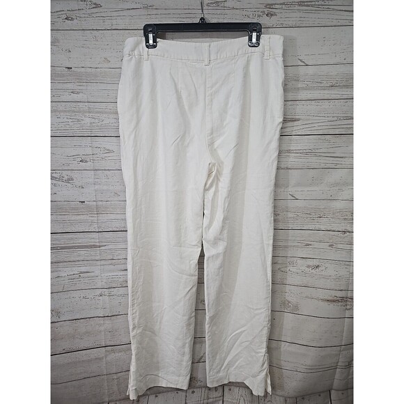 Sanctuary White Linen Blend Pants Pockets Women's 32 Lined Button Zip Beach - Picture 2 of 13